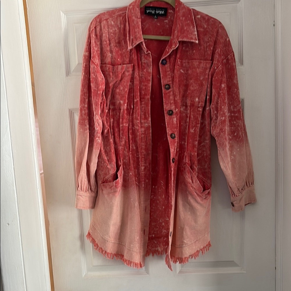 White Birch Coral Acid Wash Jacket